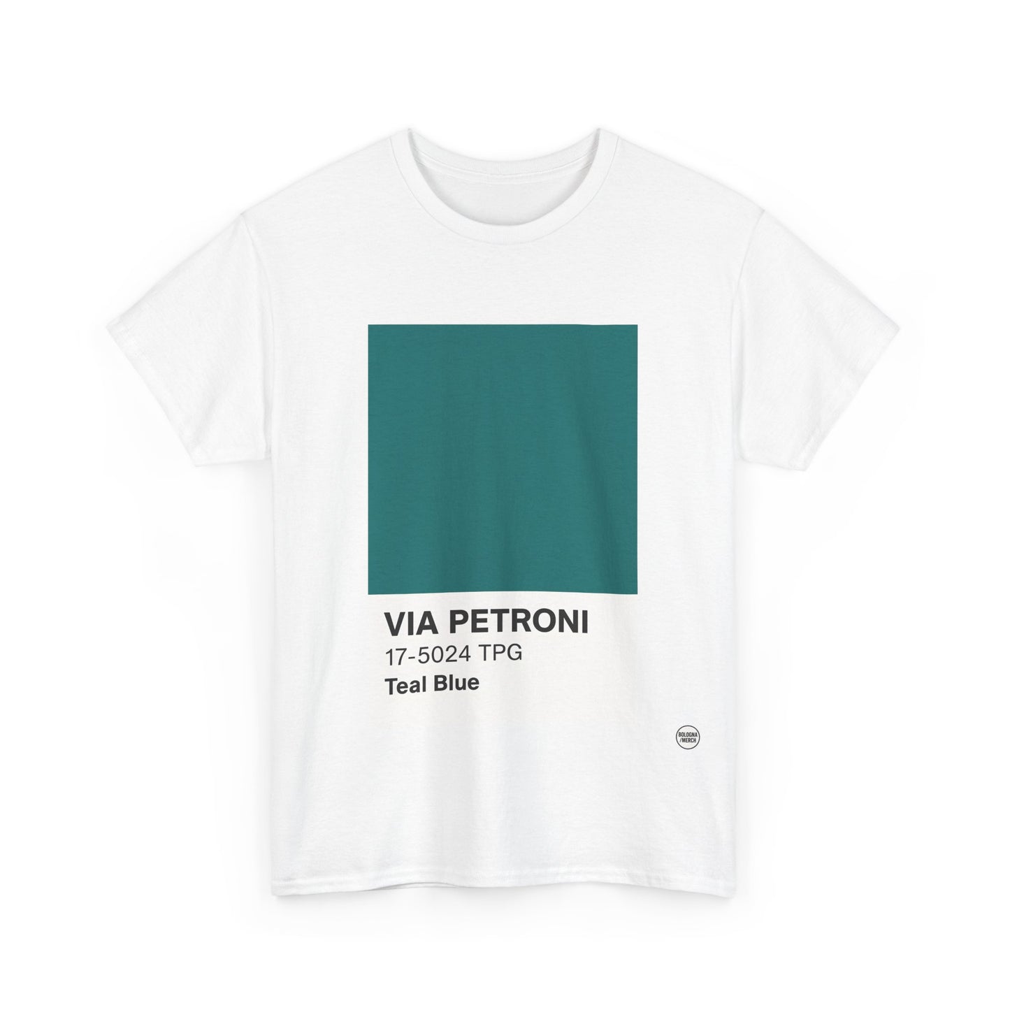 T-shirt “Via Petroni” – Teal Blue Chip color