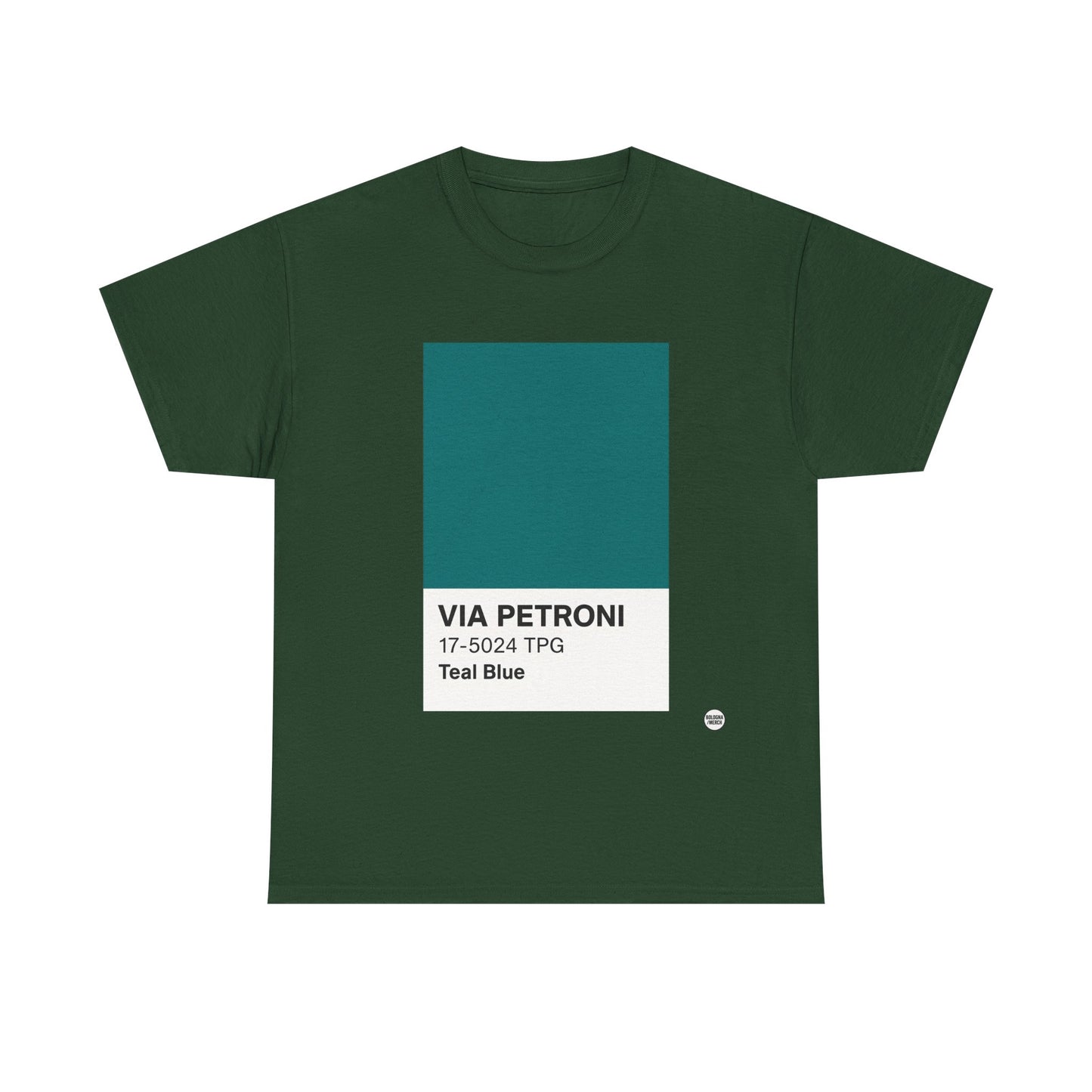 T-shirt “Via Petroni” – Teal Blue Chip color
