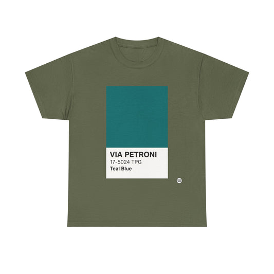 T-shirt “Via Petroni” – Teal Blue Chip color