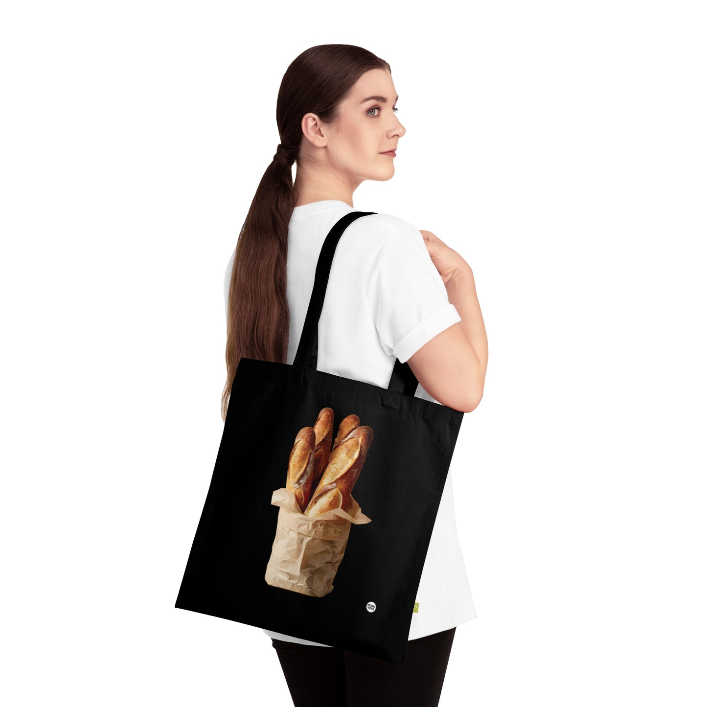 Borsa Tote in Cotone Biologico con Stampa Baguette – Shopper Eco-Friendly, Resistente e alla Moda