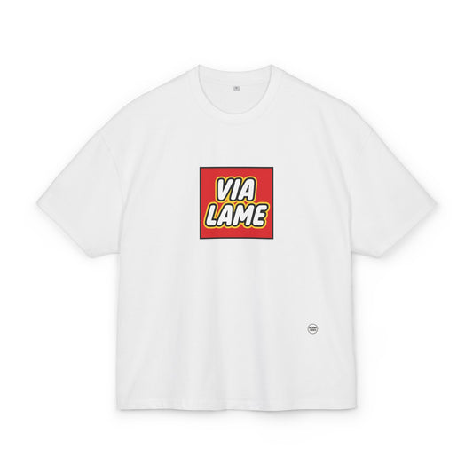 Maglietta Boxy “Via Lame” – Unisex, Ultra Cotone Pesante, Stile Neutro e Oversize Essenziale
