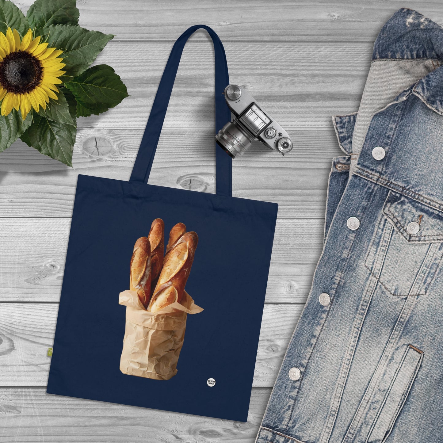 Borsa Tote in Cotone Biologico con Stampa Baguette – Shopper Eco-Friendly, Resistente e alla Moda