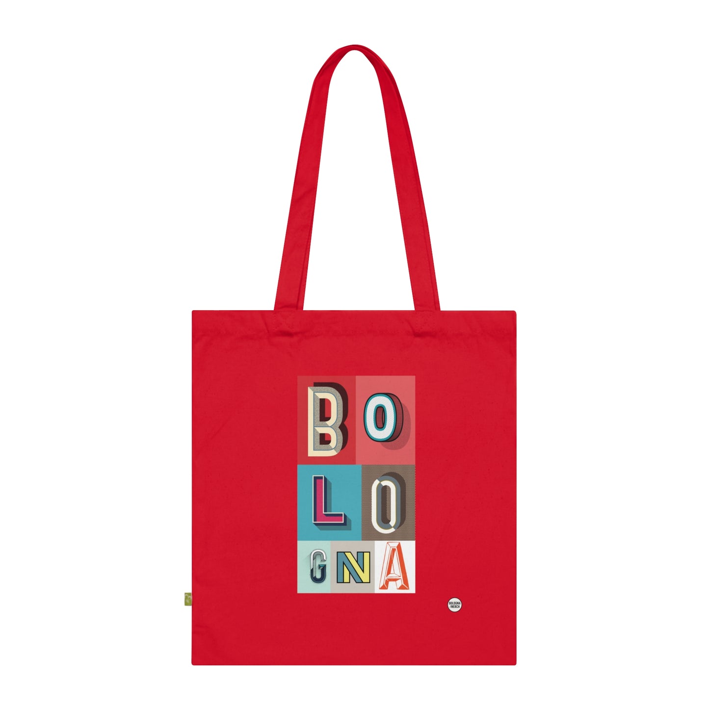 Tote Bag “Bologna” – Shopper Rossa con Stampa Tipografica