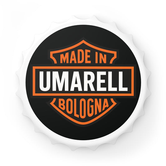 Apribottiglie d'ispirazione vintage con design 'Made in Umarell Bologna', perfetto per articoli da bar, regalo per amanti della birra, accessorio da cucina
