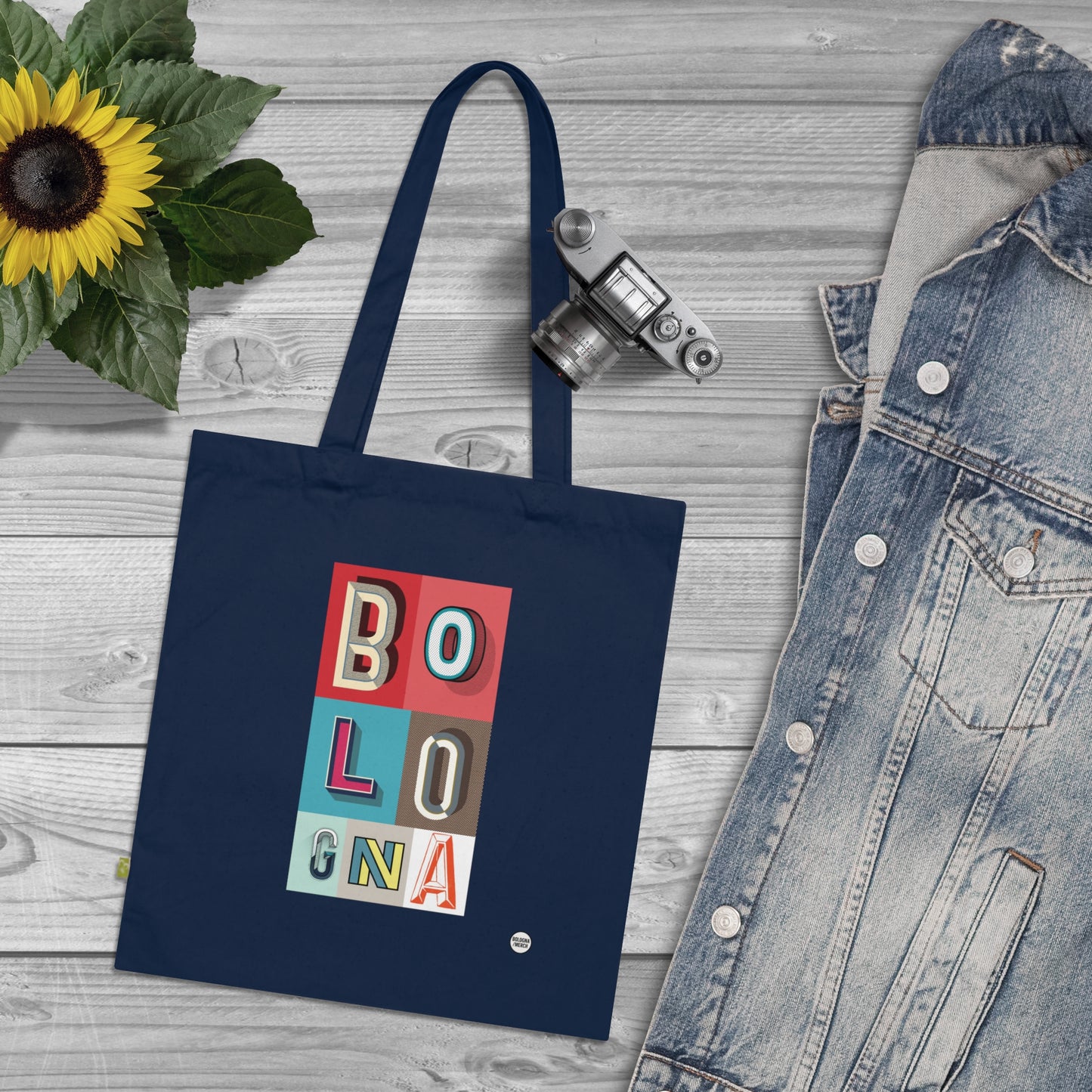 Tote Bag “Bologna” – Shopper Rossa con Stampa Tipografica