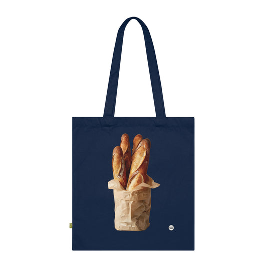 Borsa Tote in Cotone Biologico con Stampa Baguette – Shopper Eco-Friendly, Resistente e alla Moda