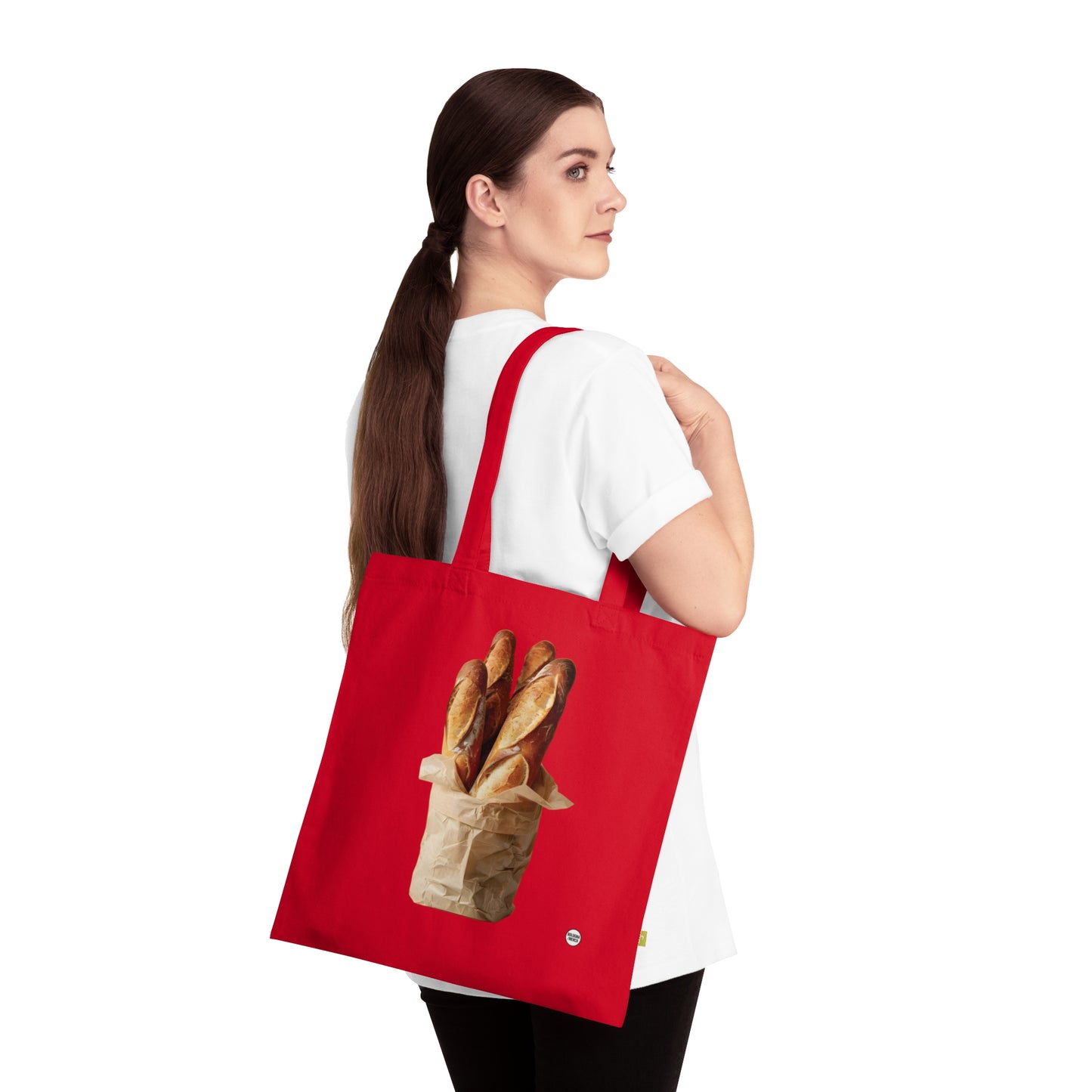 Borsa Tote in Cotone Biologico con Stampa Baguette – Shopper Eco-Friendly, Resistente e alla Moda